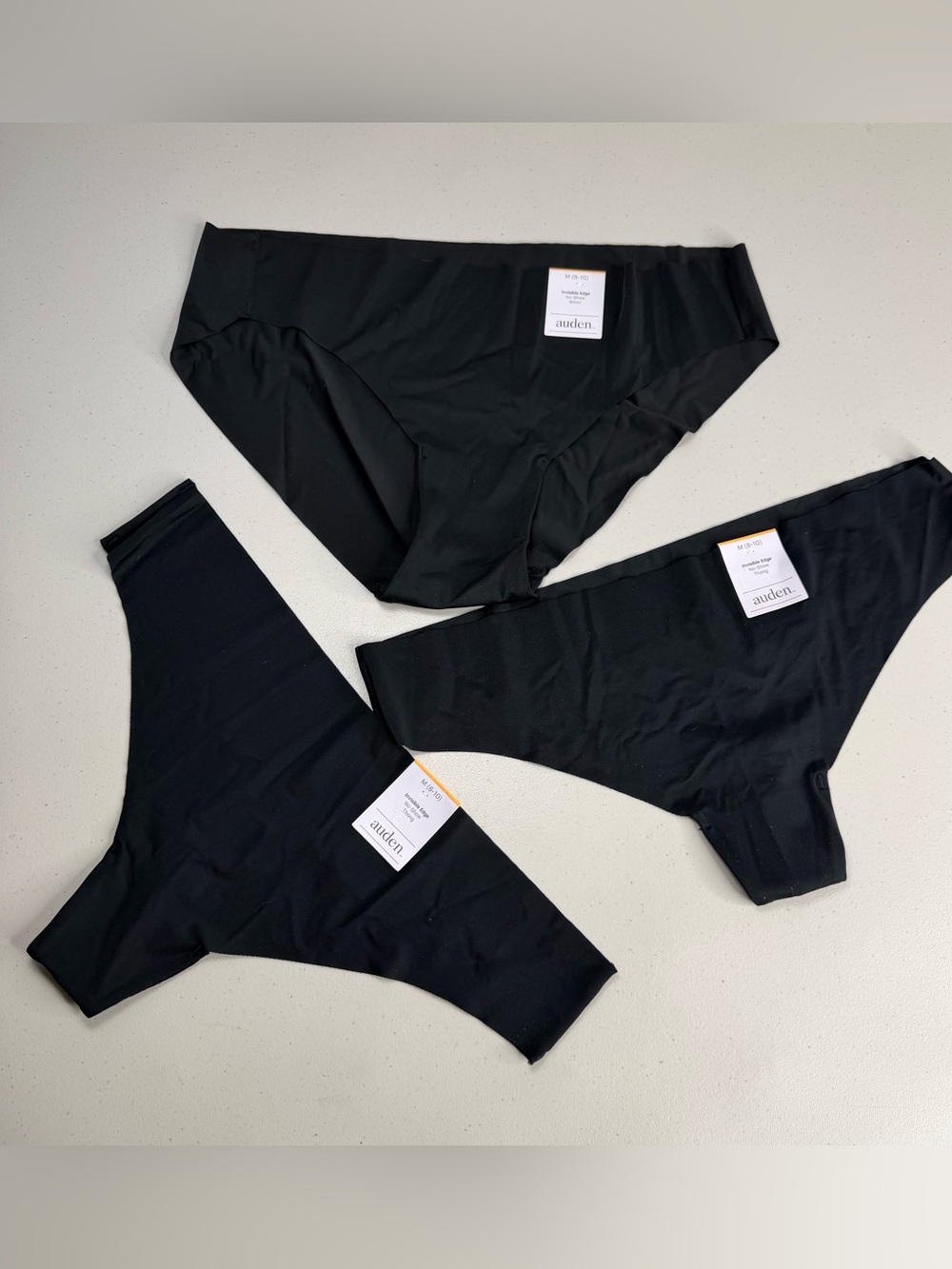 Auden Thong Bikini Medium Black 3 Pack  Invisible Edge